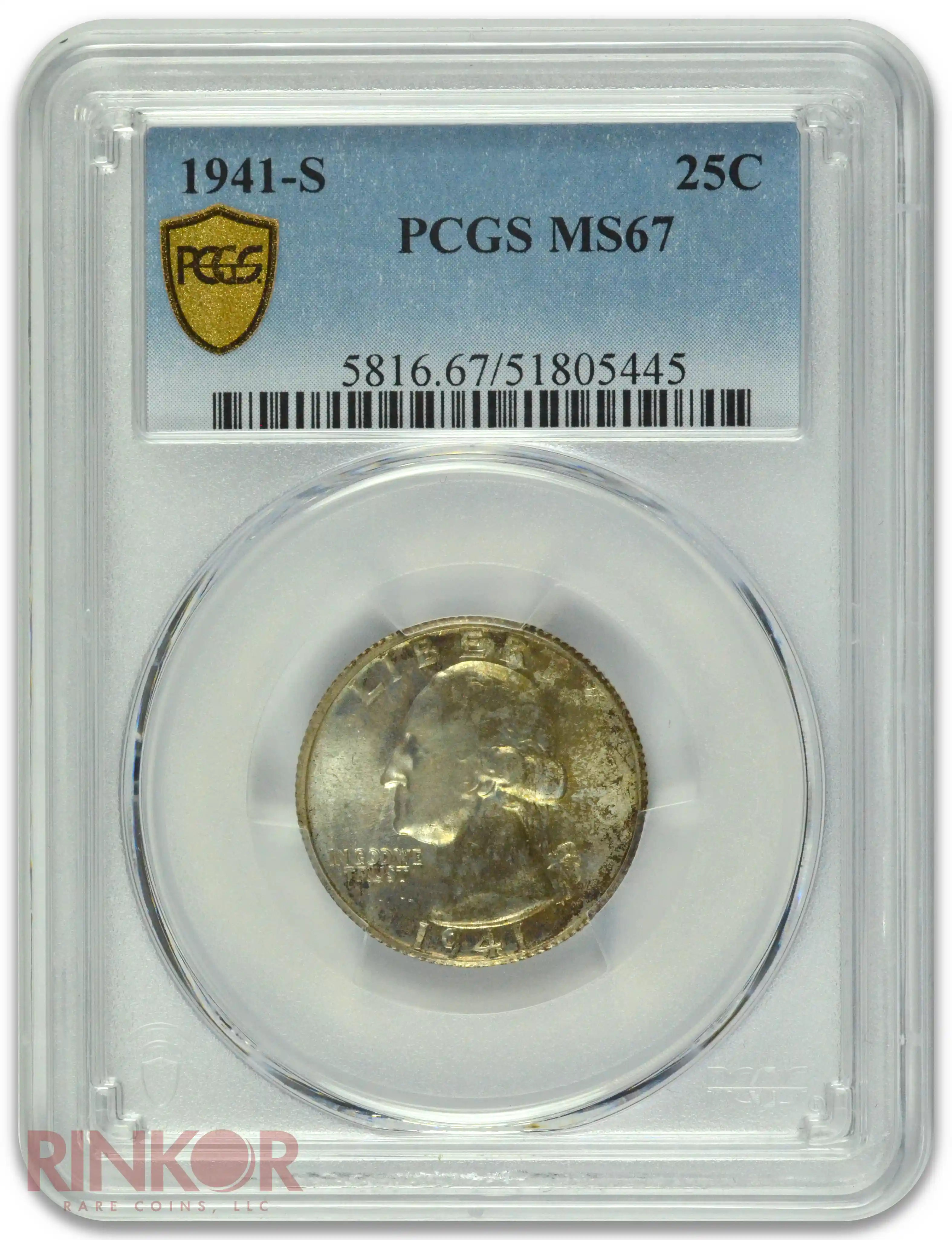1941-S Washington Quarter PCGS MS 67