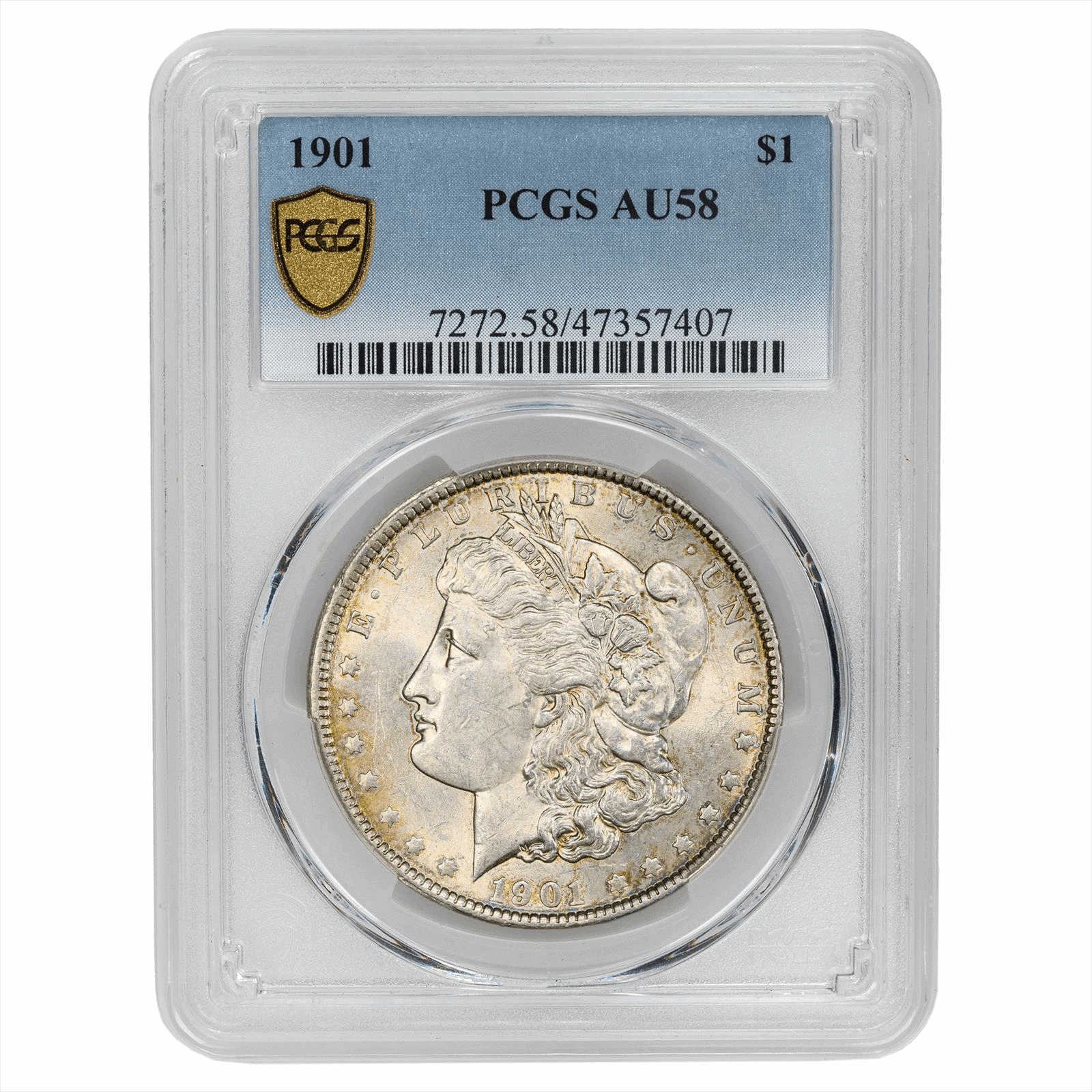 1901 Silver Morgan Dollar $1 PCGS AU 58