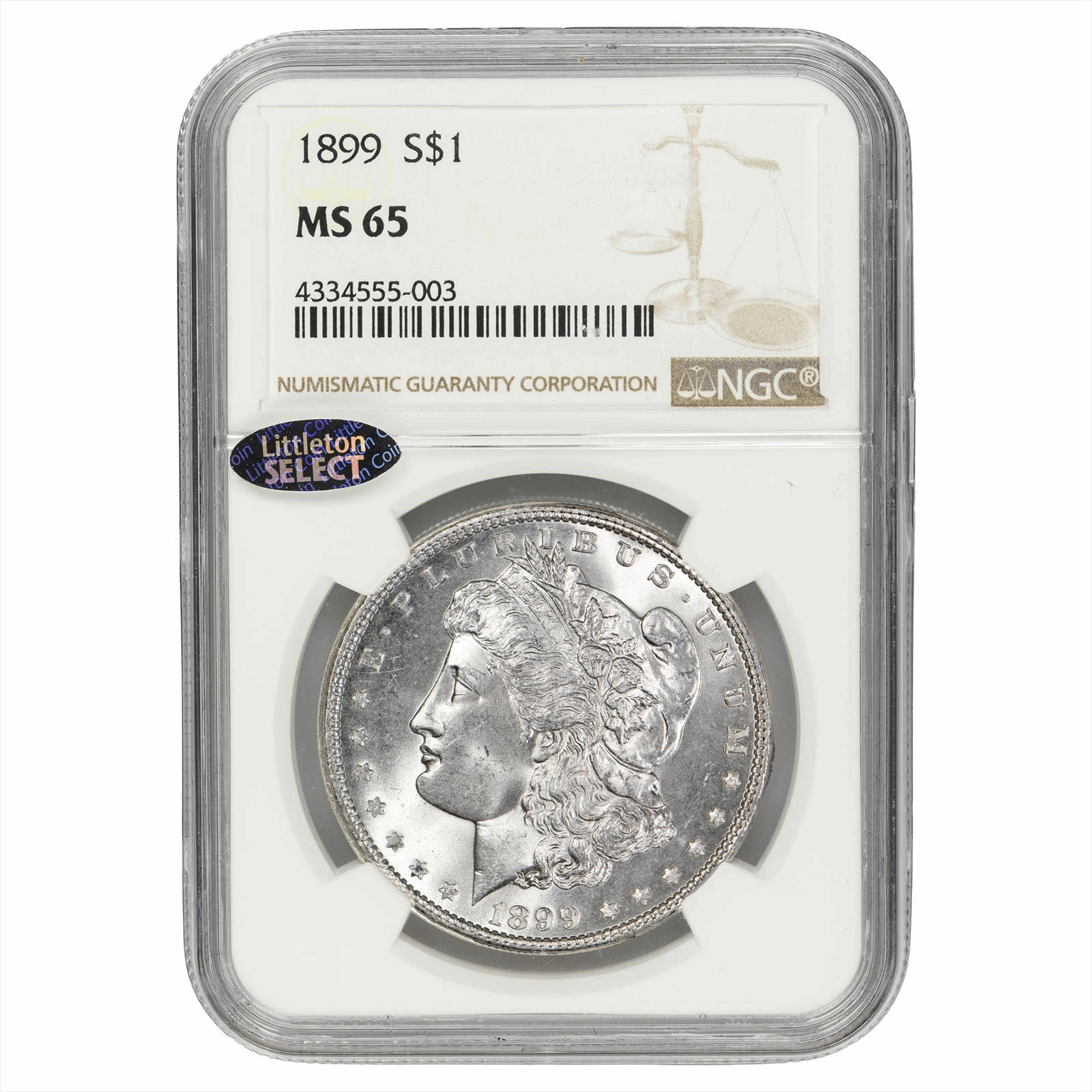 1899 Morgan Silver Dollar $1 NGC MS 65