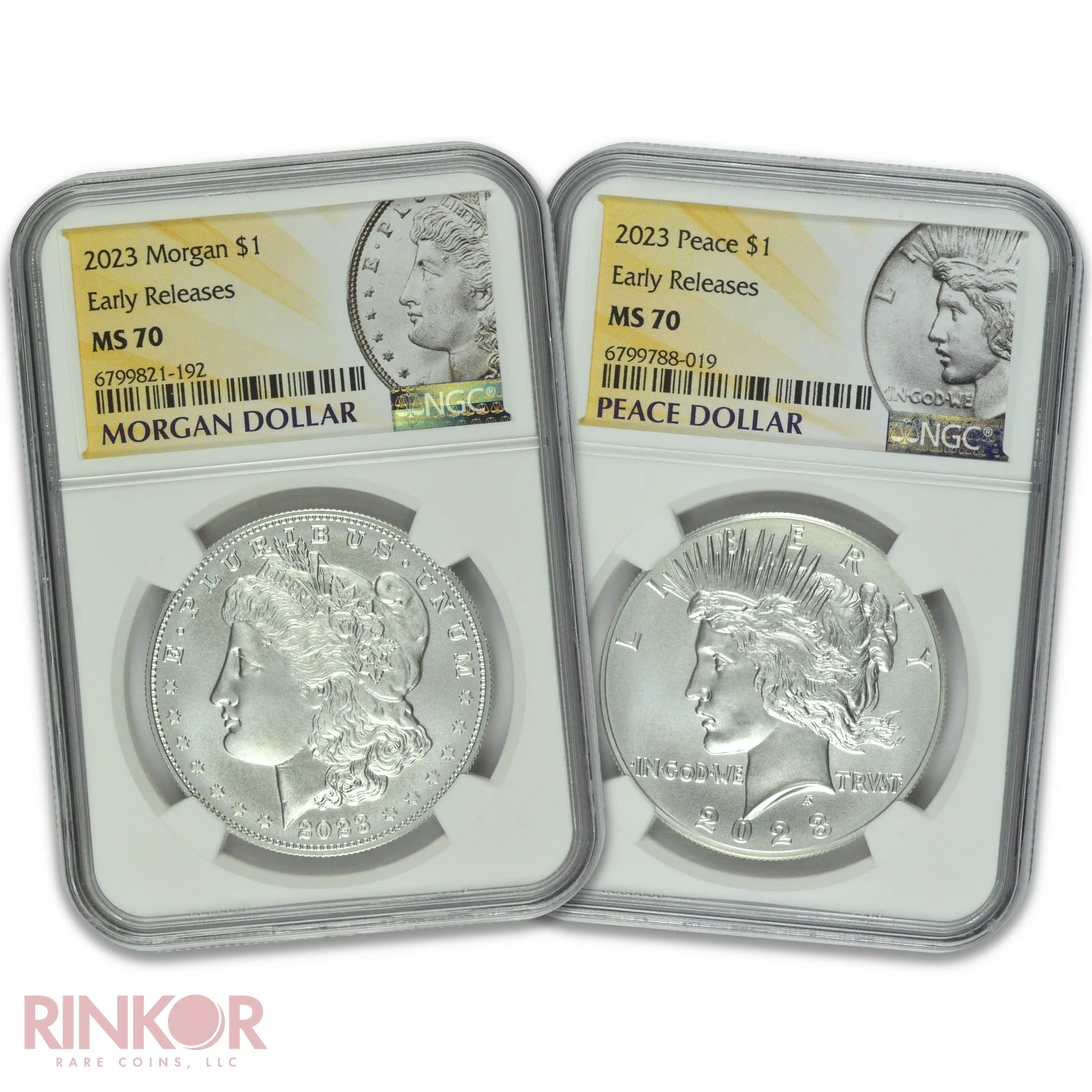 2023 Morgan & Peace Dollar Early Releases 2-Coin Set NGC MS 70