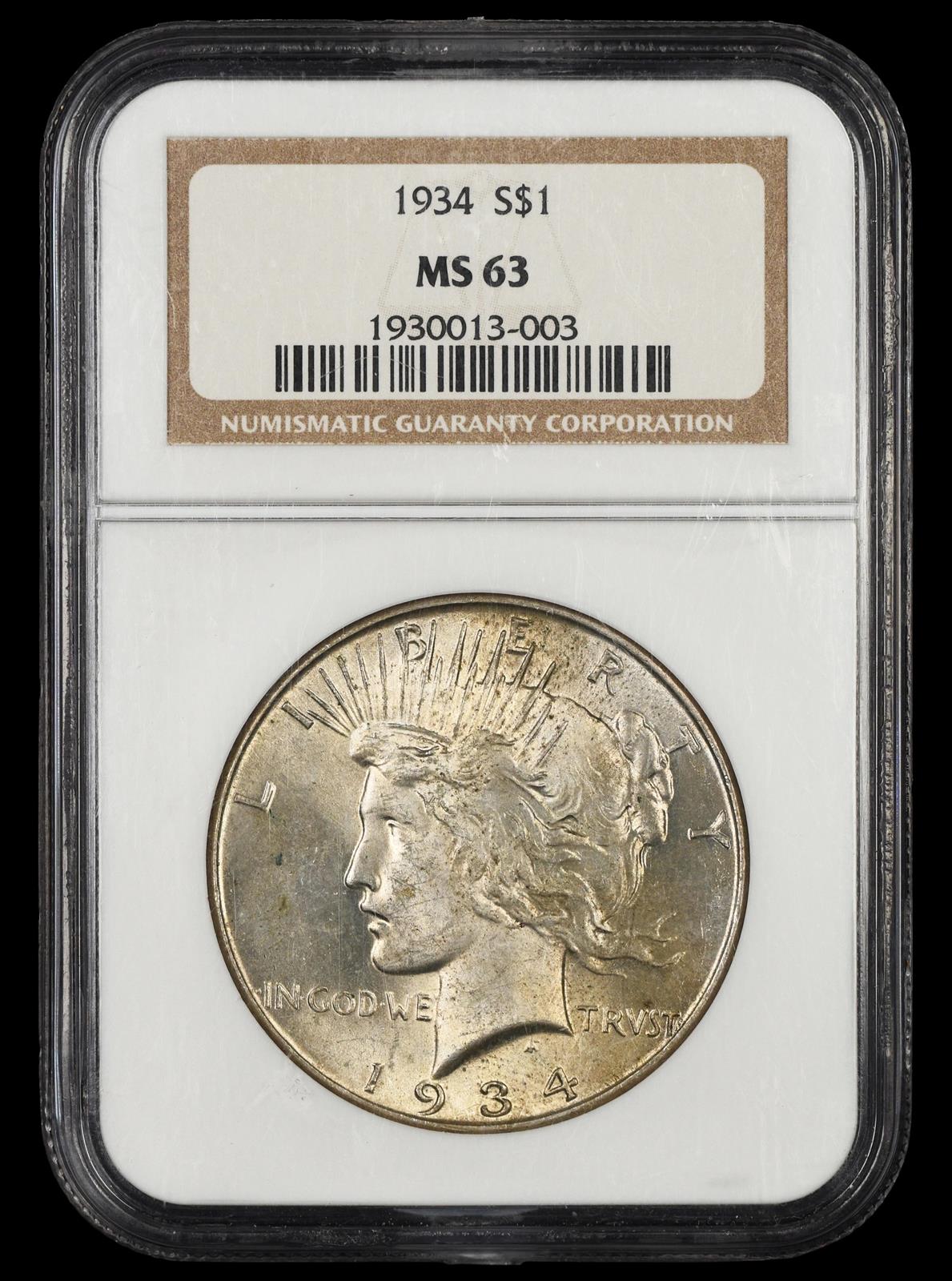 1934 $1 NGC  MS63