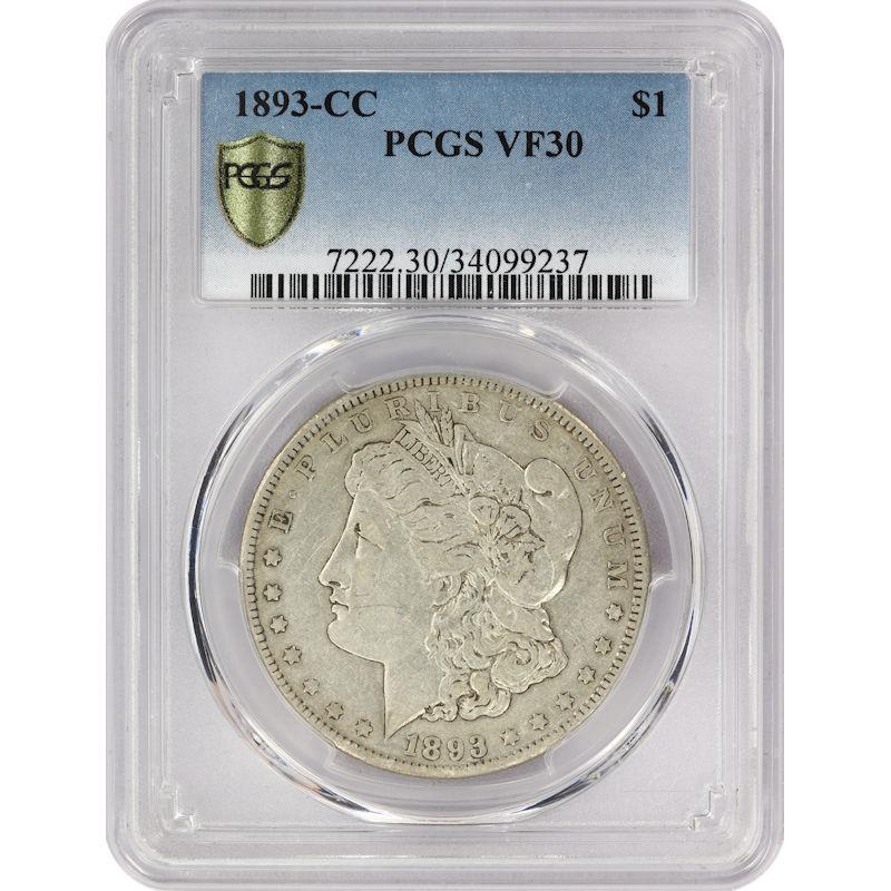1893-CC Morgan Silver Dollar $1, PCGS VF30 - Nice Original Patina