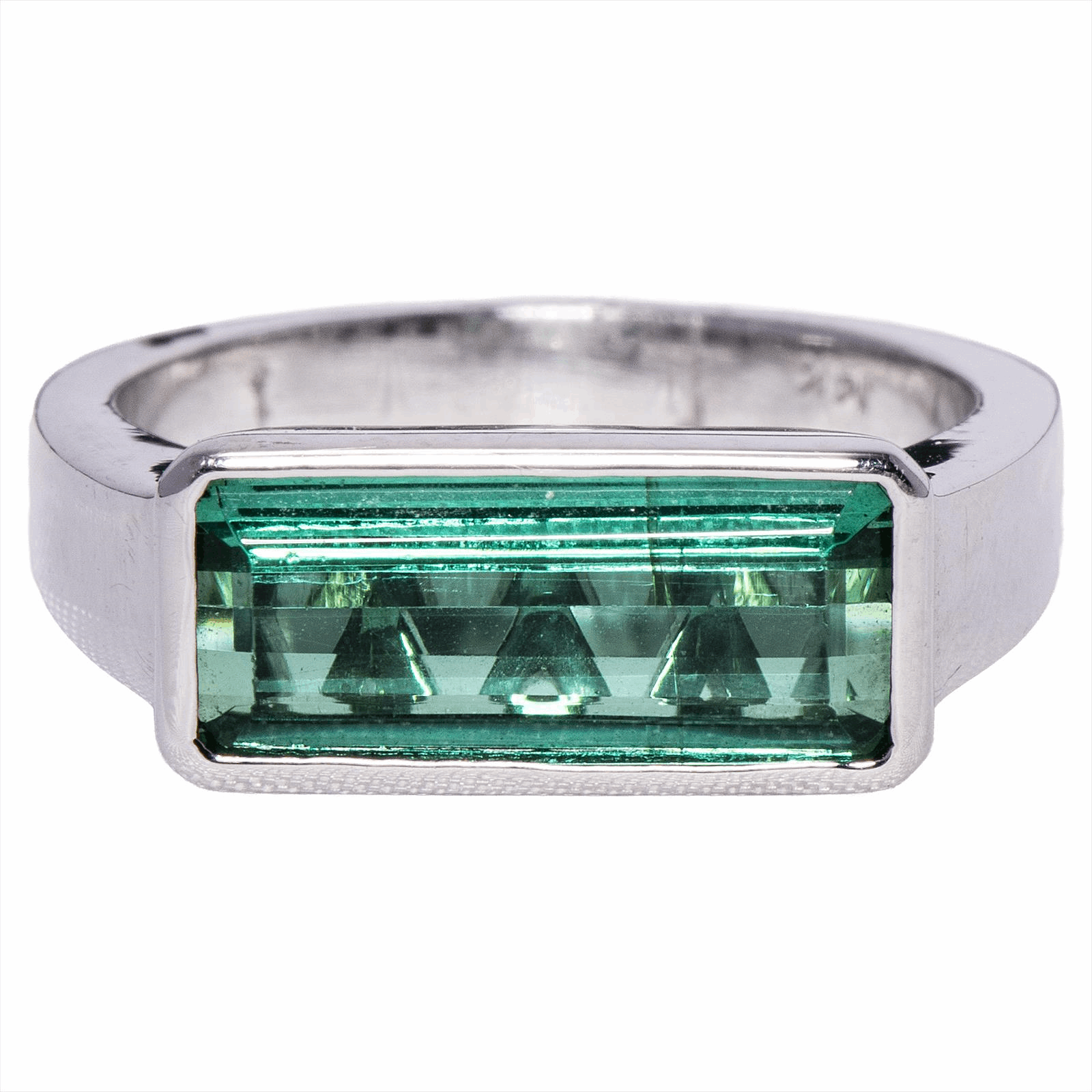 14k White Gold Green Tourmaline - 1.6CWT - Size 6.5, 6.5g 