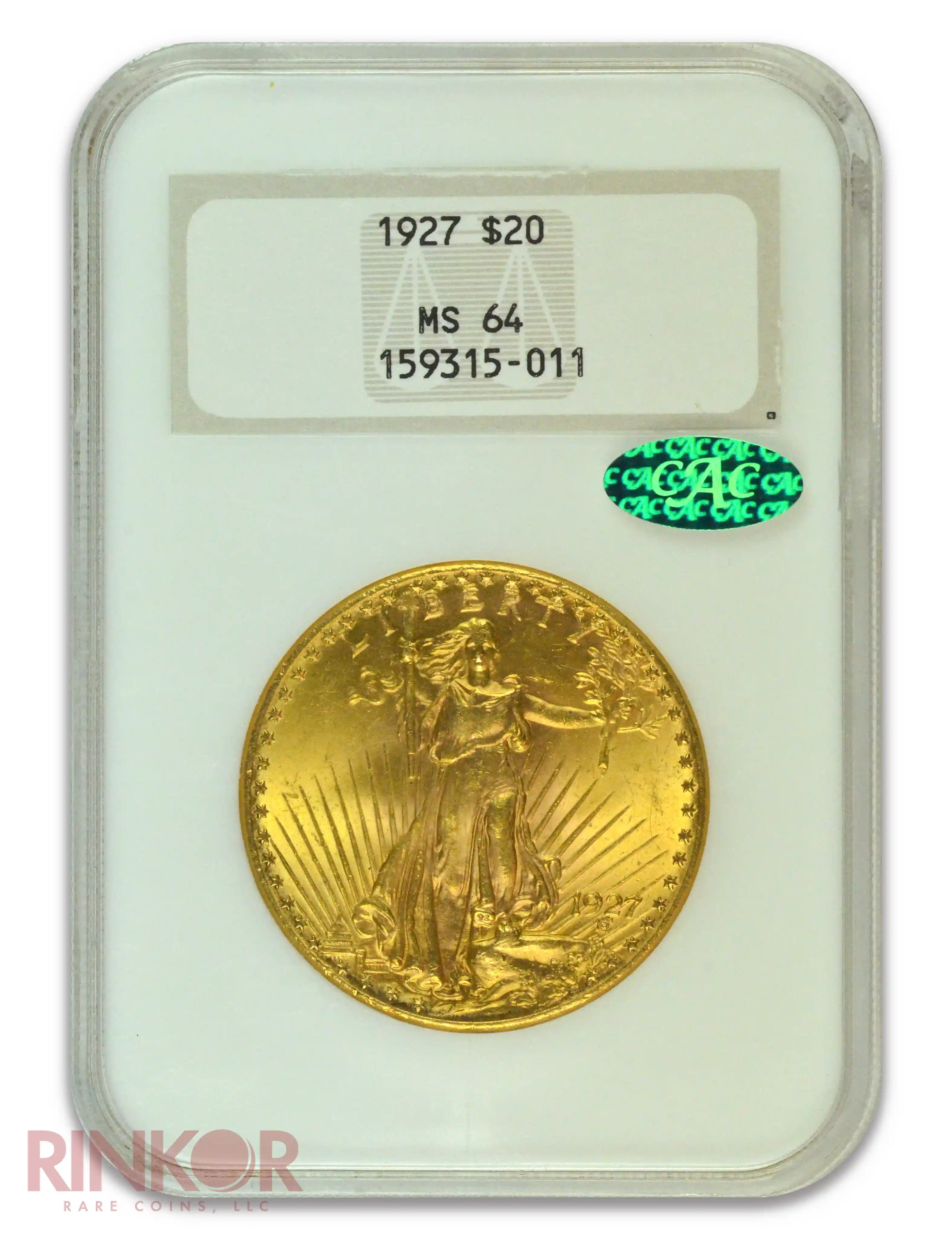 1927 $20 Saint Gaudens NGC MS 64 CAC