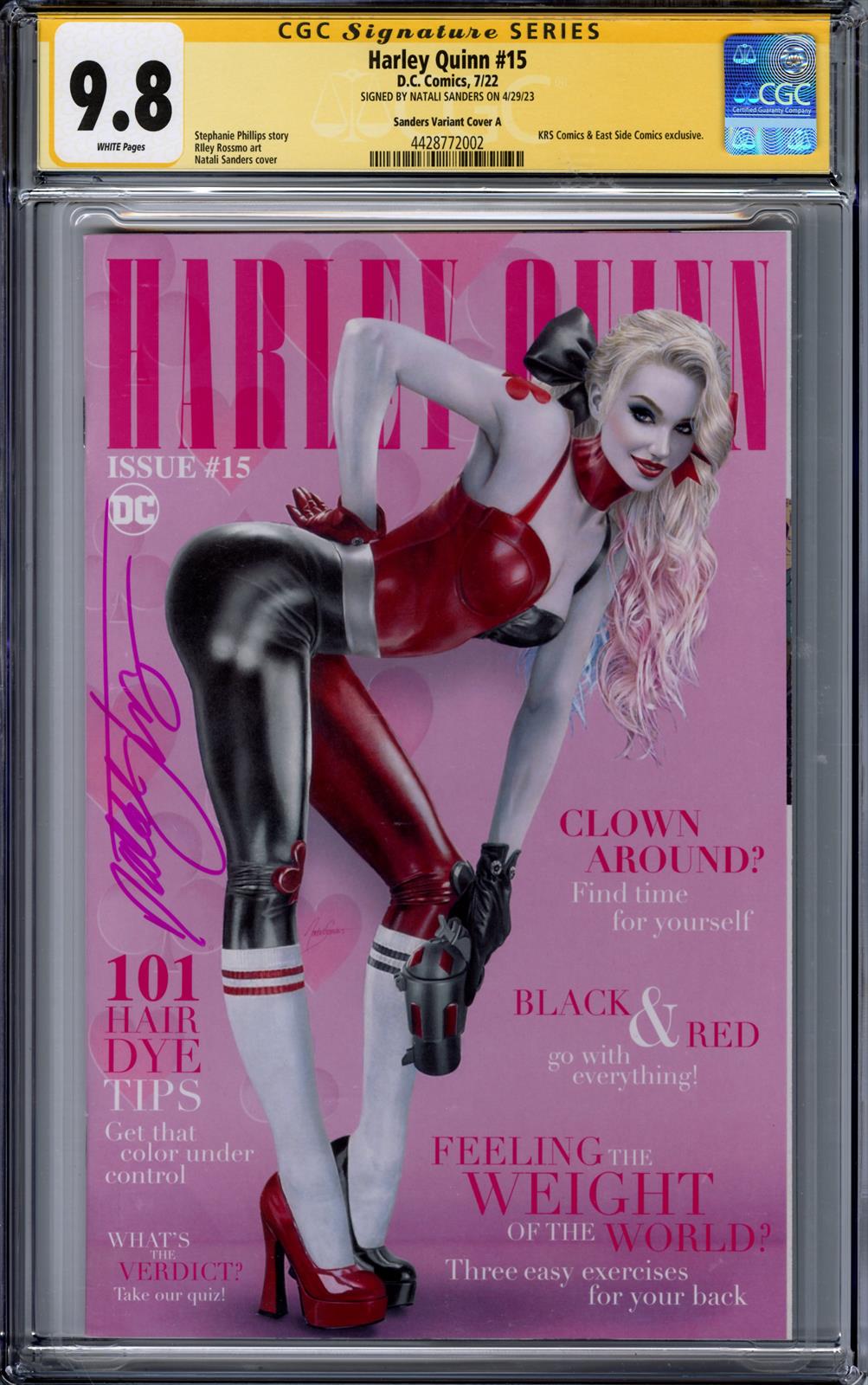 Harley Quinn #15 CGC Signature Series 9.8 (D.C., 2022) Signed by Natali Sanders 