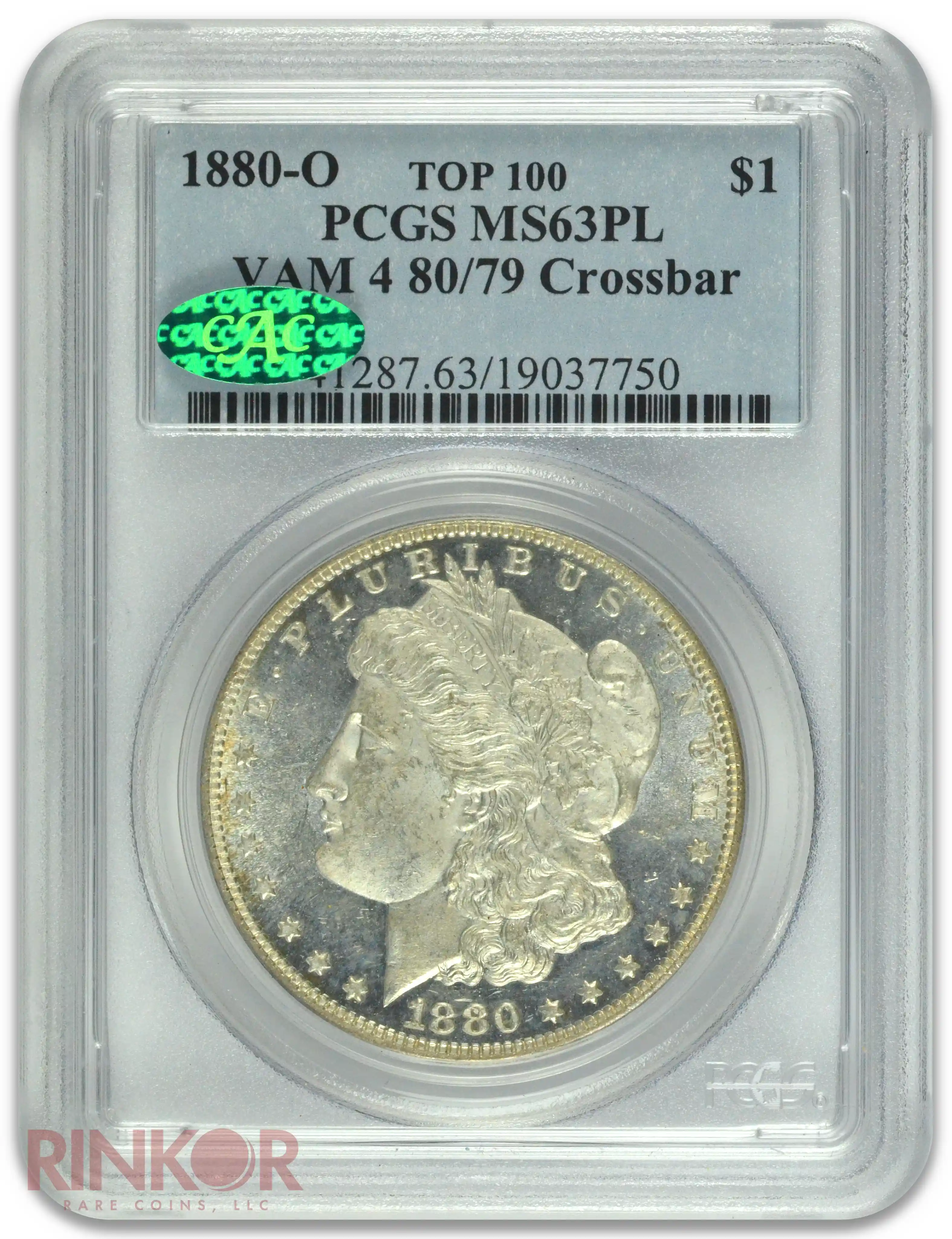 1880-O $1 VAM 4 PCGS MS 63 PL CAC