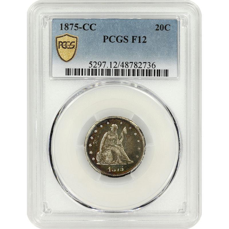 1875-CC Seated Liberty 20C PCGS F12 Gold Shield Certified