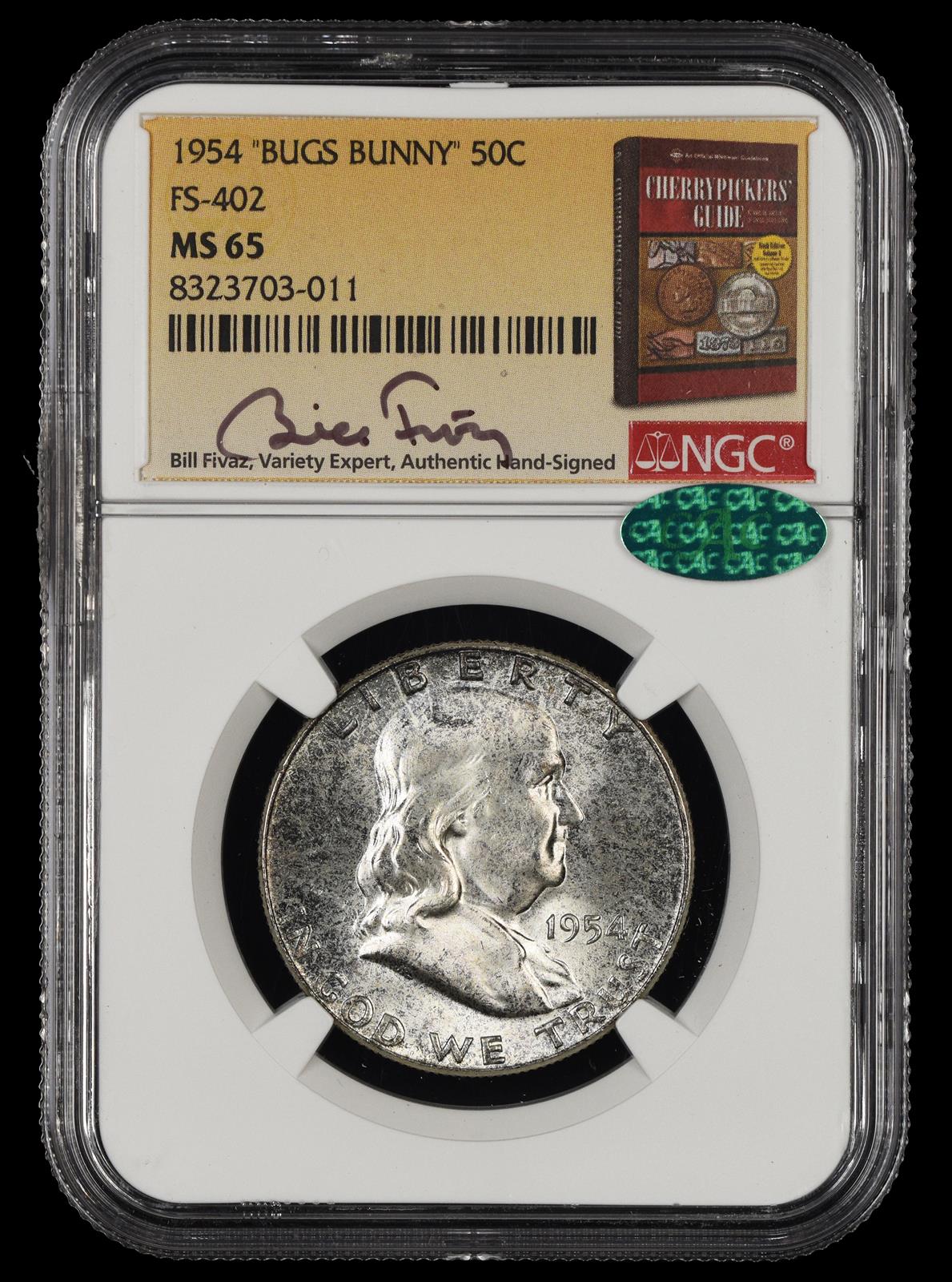 1954 Bugs Bunny 50c FS-402 Bill Fivaz Signature Label NGC  MS65 CAC
