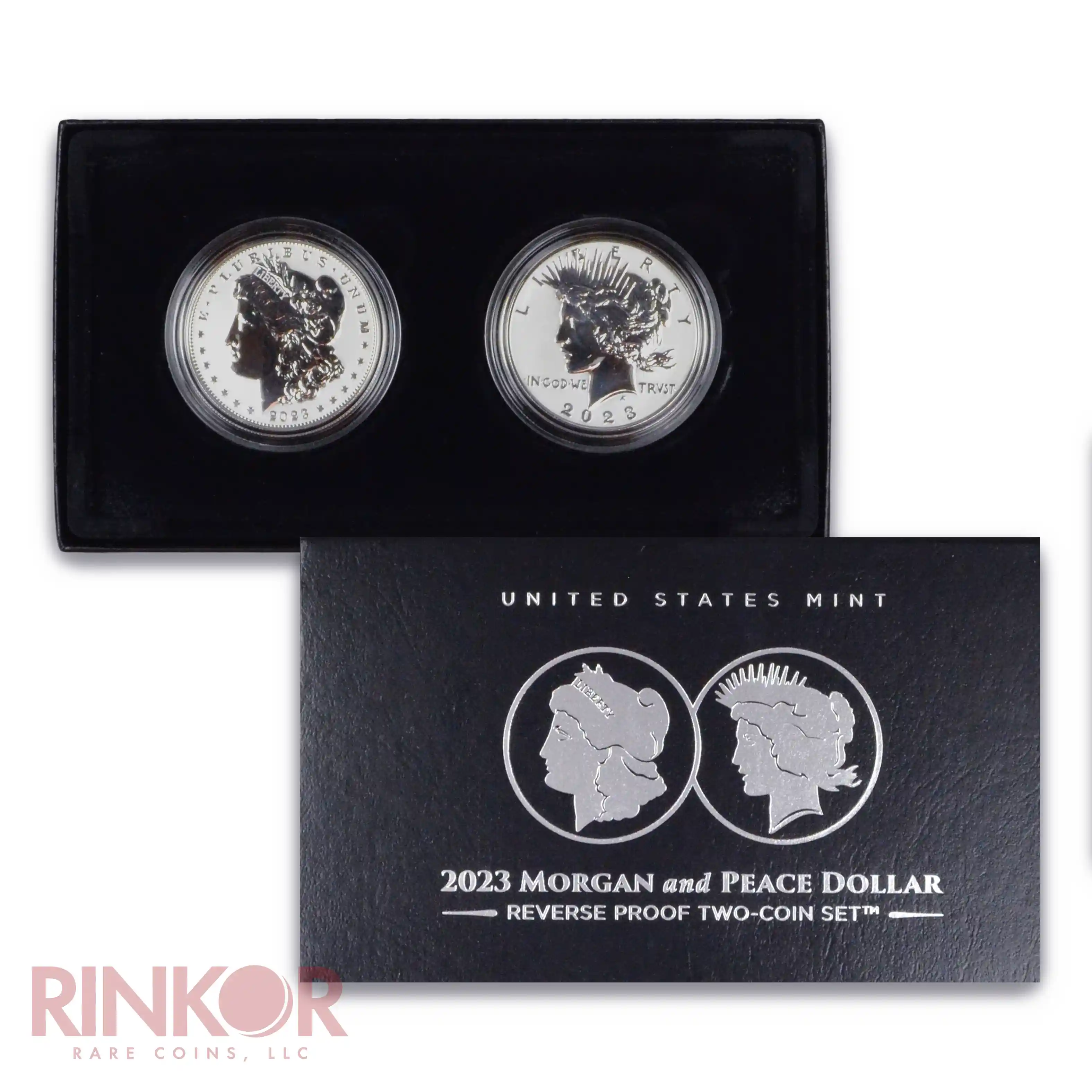 2023-S $1 Morgan and Peace Dollar 2-Coin Set Reverse Proof (Box and CoA)