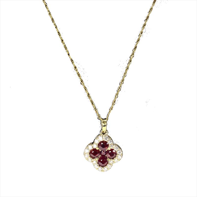 14k Yellow Gold 5 Rubies and Diamond Pendant Approx: .38ctw (1.42cttw) 