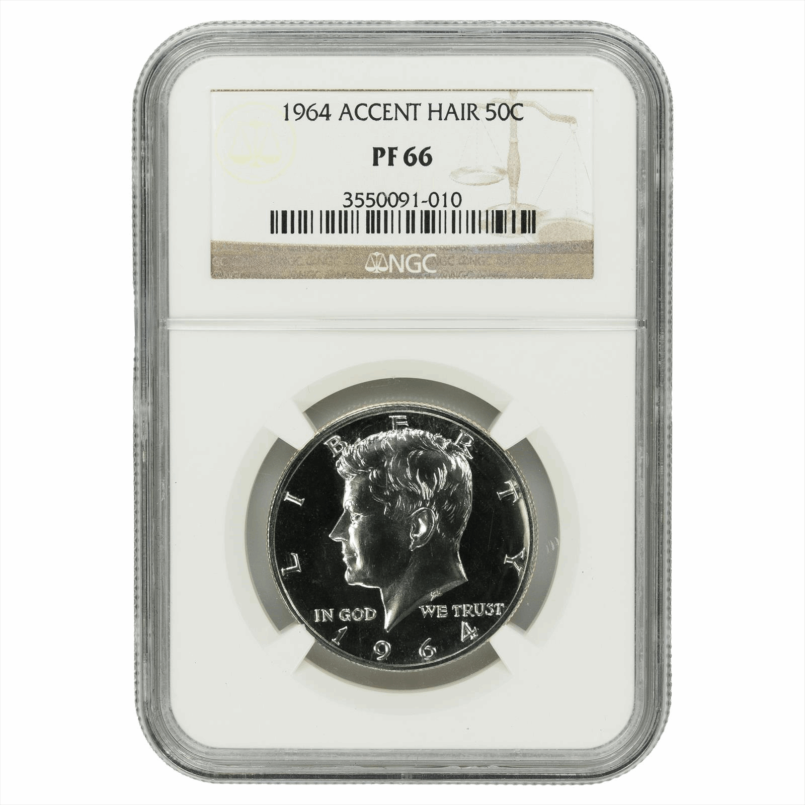 1964 Accented Hair Kennedy Half Dollar 50C NGC PF 66