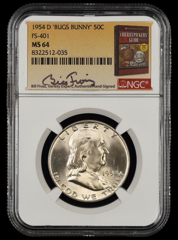 1954 D Bugs Bunny 50c FS-401 Bill Fivaz Signature Label NGC MS64