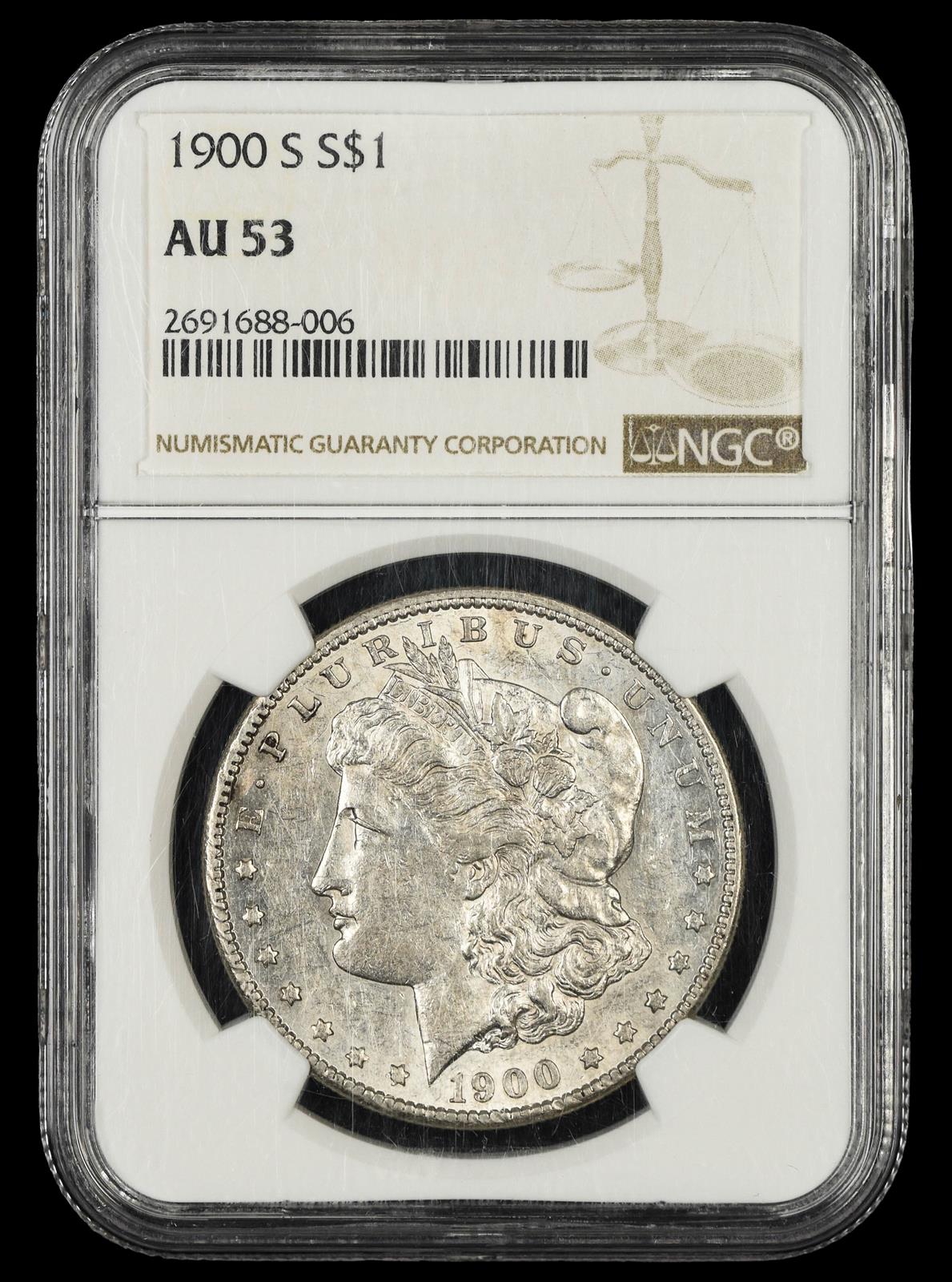 1900 S $1 NGC AU-53