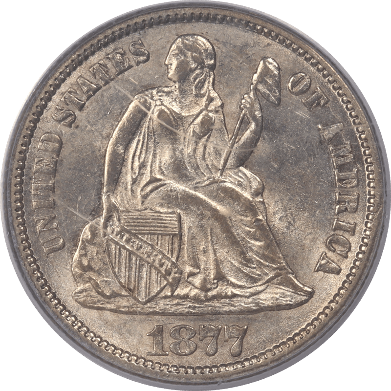 1877-CC Liberty Seated Dime 10c PCGS MS62 CAC Select Uncirculated