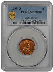 1939-D Lincoln PCGS RD 68 