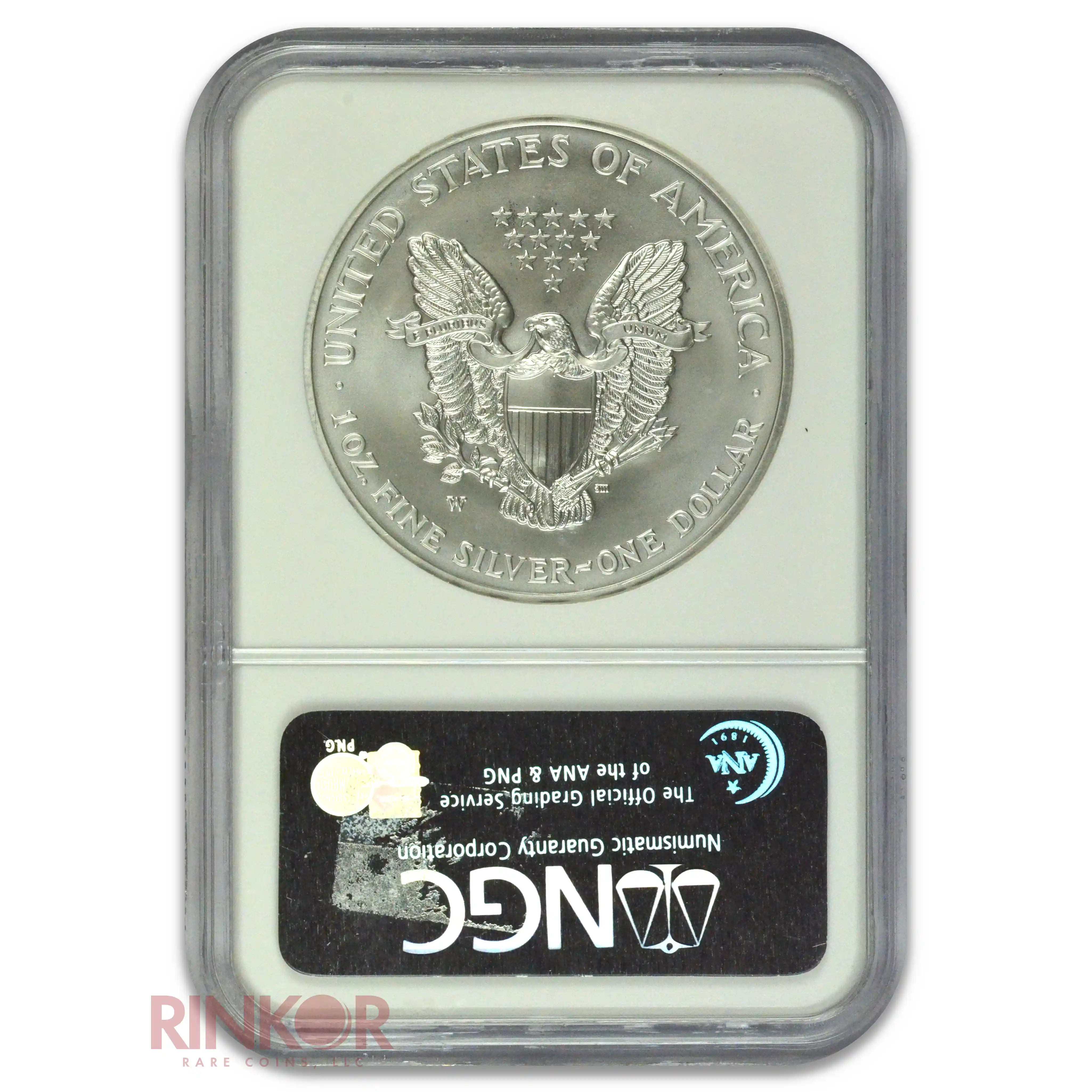 2008-W Reverse of 2007 Burnished Silver Eagle Early Releases S$1 NGC MS 70