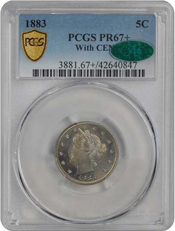1883 5C Liberty Nickel PCGS  (CAC) #3651-3 PR67+