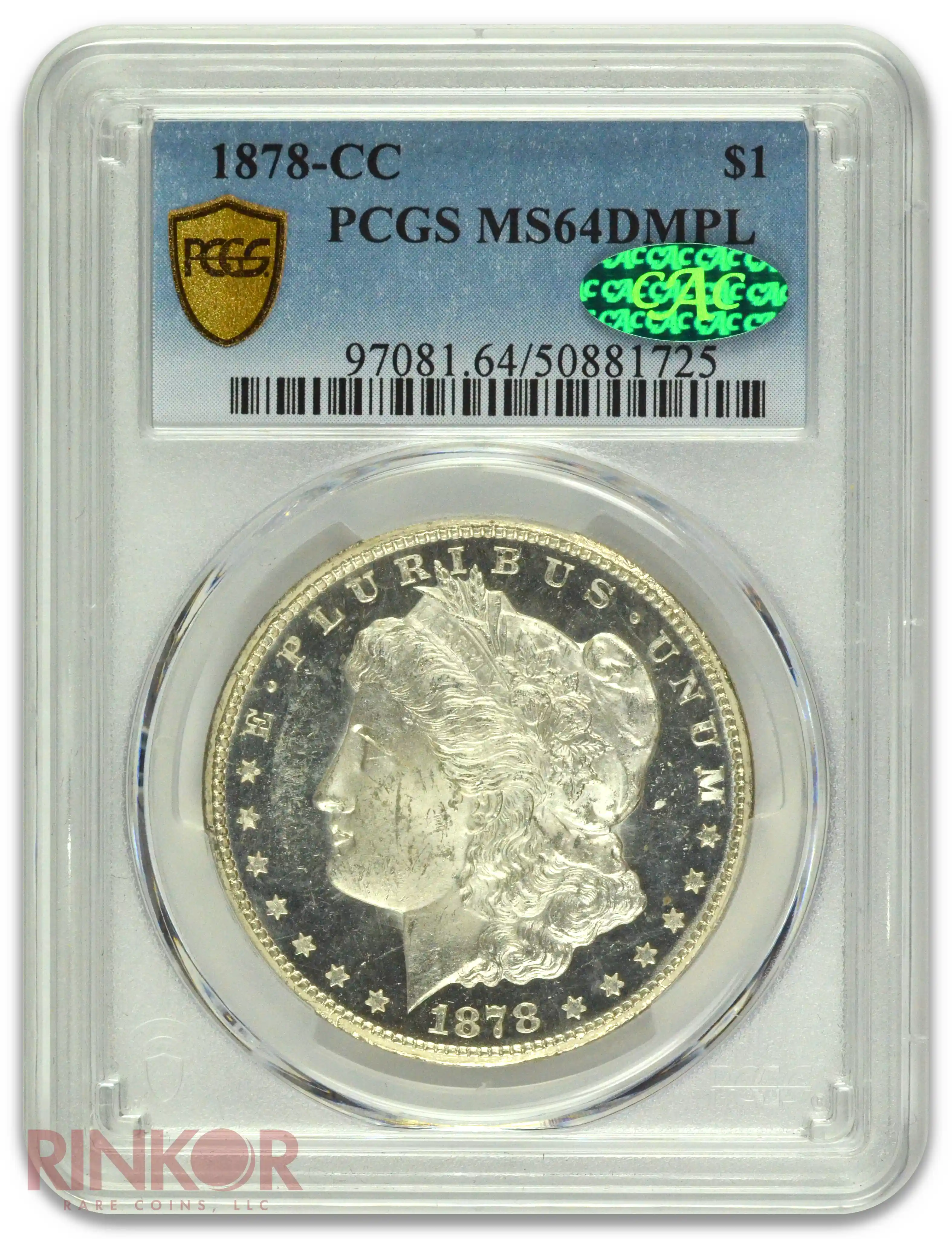 1878-CC $1 Morgan Dollar PCGS MS 64 DMPL CAC