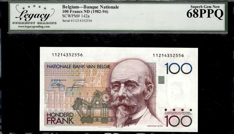 Belgiu Banque Nationale 100 Francs ND 1982-94 Superb Gem New 68PPQ 