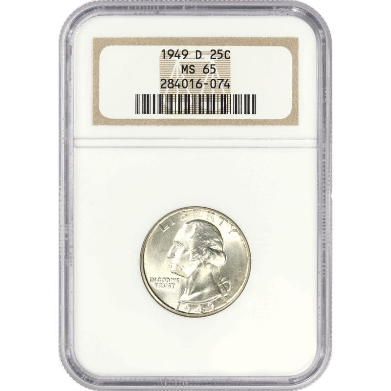1949-D Washington Quarter 25c, NGC MS 65 - Nice Original Coin