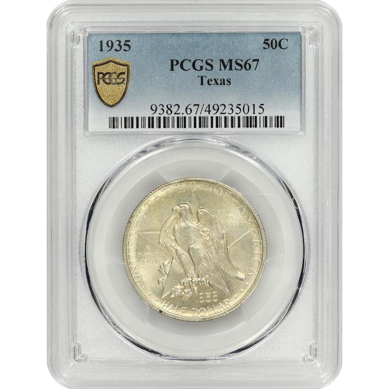 1935 50c Texas Commemorative Half Dollar - PCGS MS67 - Nice Toned Coin