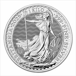 2025 500 Pound 1 Kilo Great Britian Silver Britannia, BU 