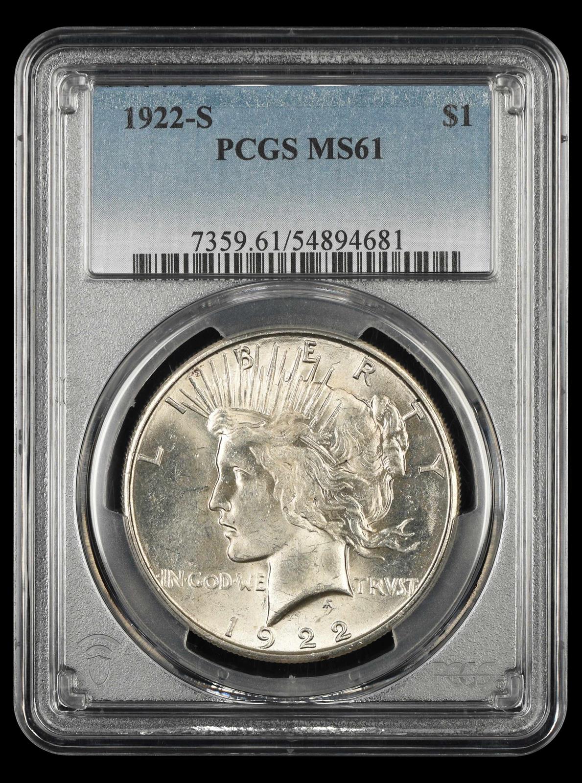1922 S $1 PCGS MS61