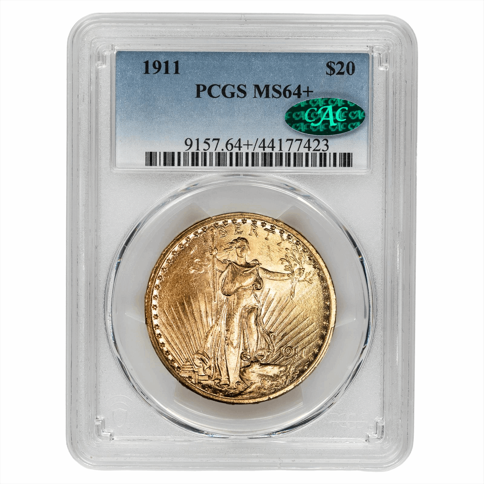 1911 St. Gaudens Gold Double Eagle $20 PCGS MS 64+ CAC