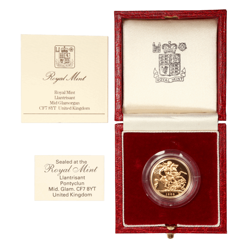 1985 Great Britain Proof Gold Sovereign in OGP with COA 