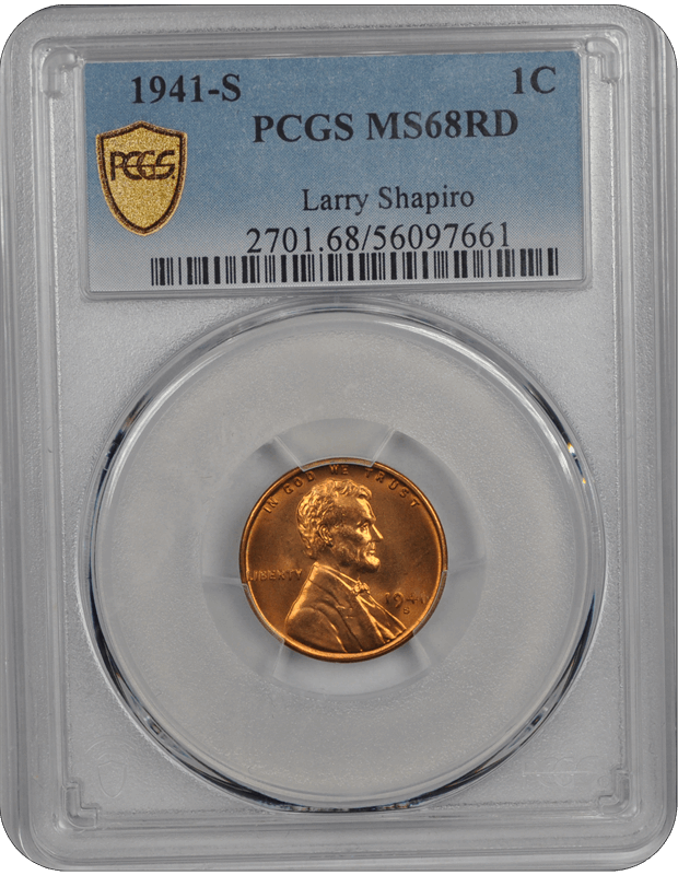 1941-S Lincoln PCGS RD 68