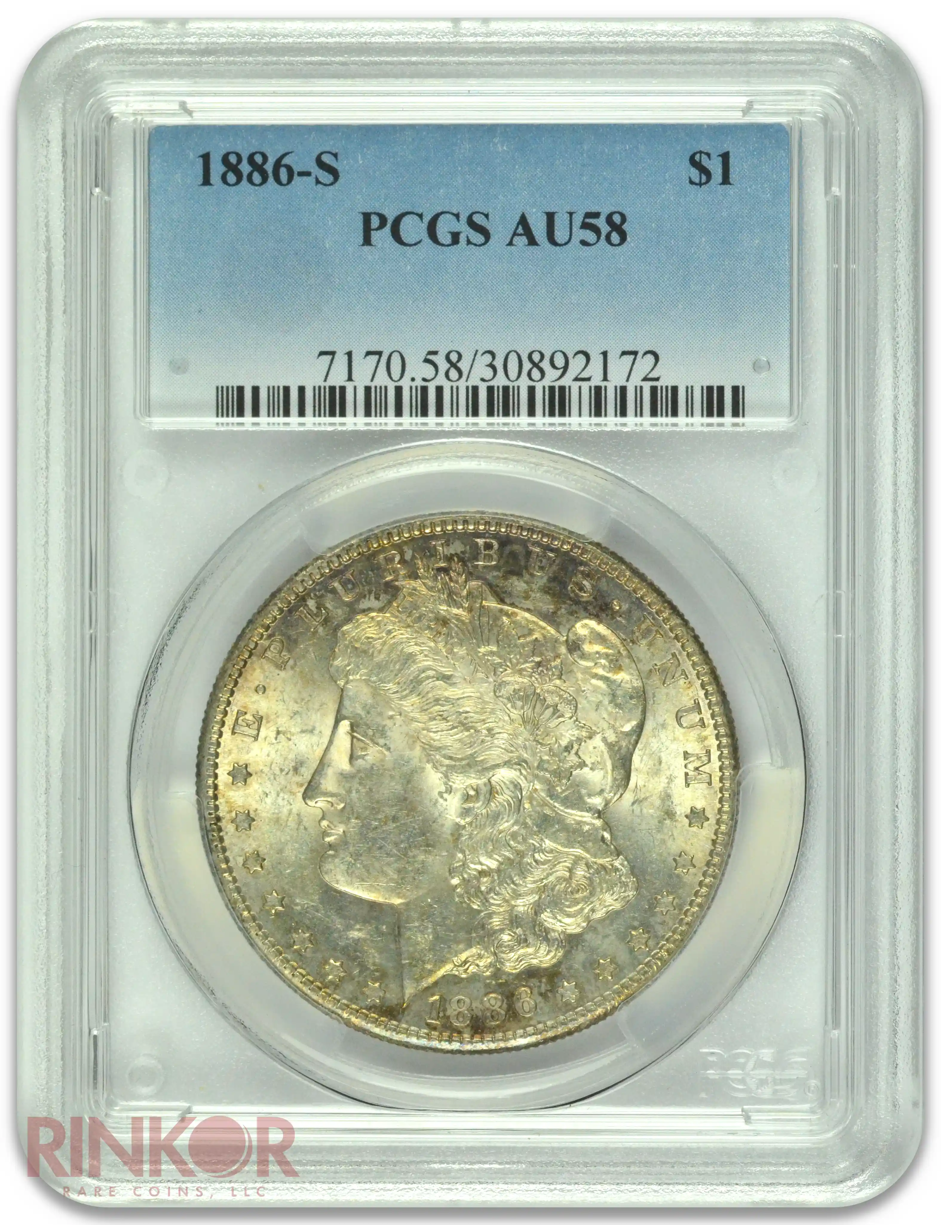 1886-S $1 Morgan Dollar PCGS AU-58