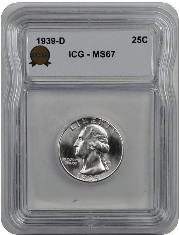 1939-D Quarter  ICG  MS 67