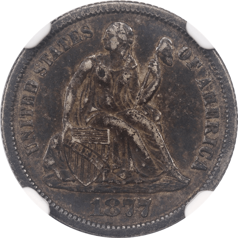 1877-CC Liberty Seated Dime10c NGC XF 40 - Nice Original Coin