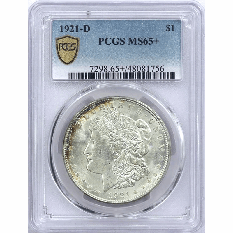 1921-D $1 Morgan Silver Dollar - PCGS MS65+ - Denver Mint