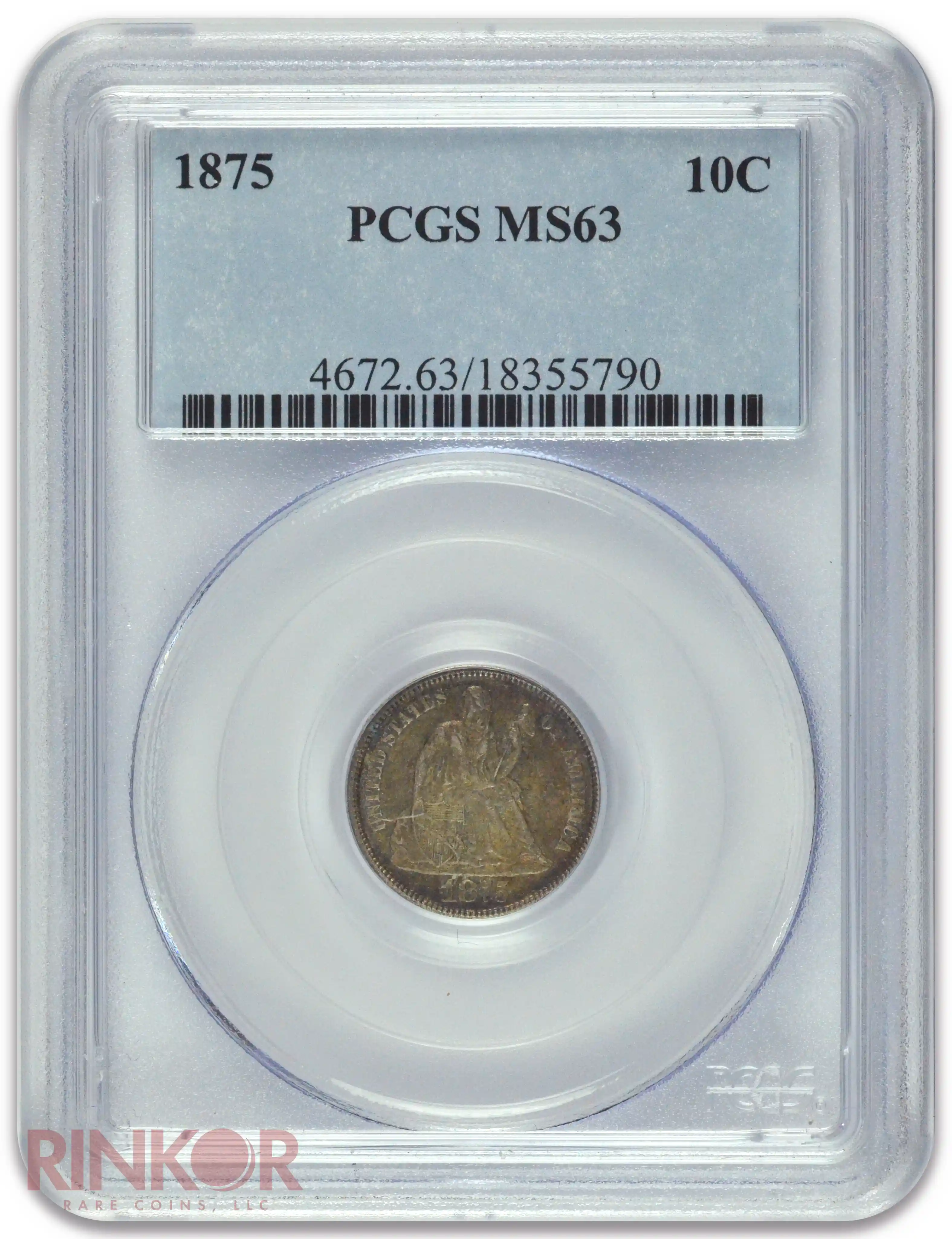 1875 Seated Liberty Dime PCGS MS 63