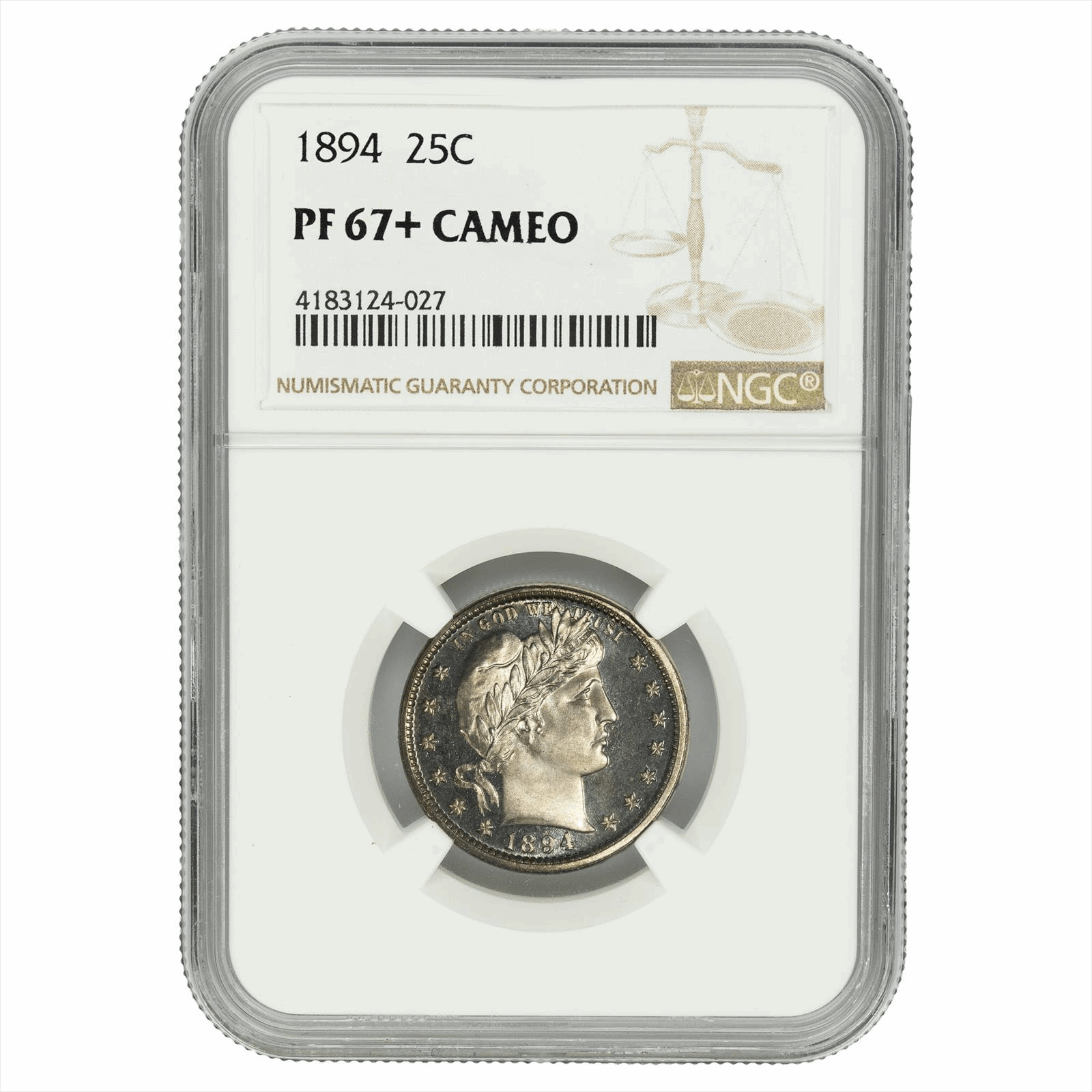 1894 Barber Quarter 25C  NGC PF 67+ CAMEO
