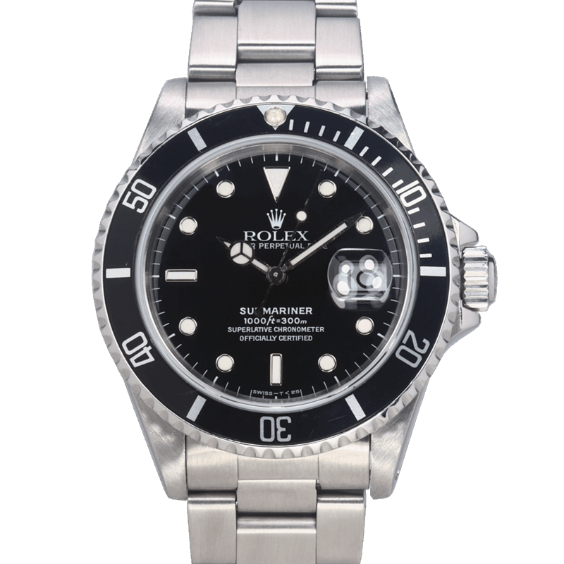 Vintage Rolex 40mm Submariner 16610 Stainless Steel Classic Watch and Papers 