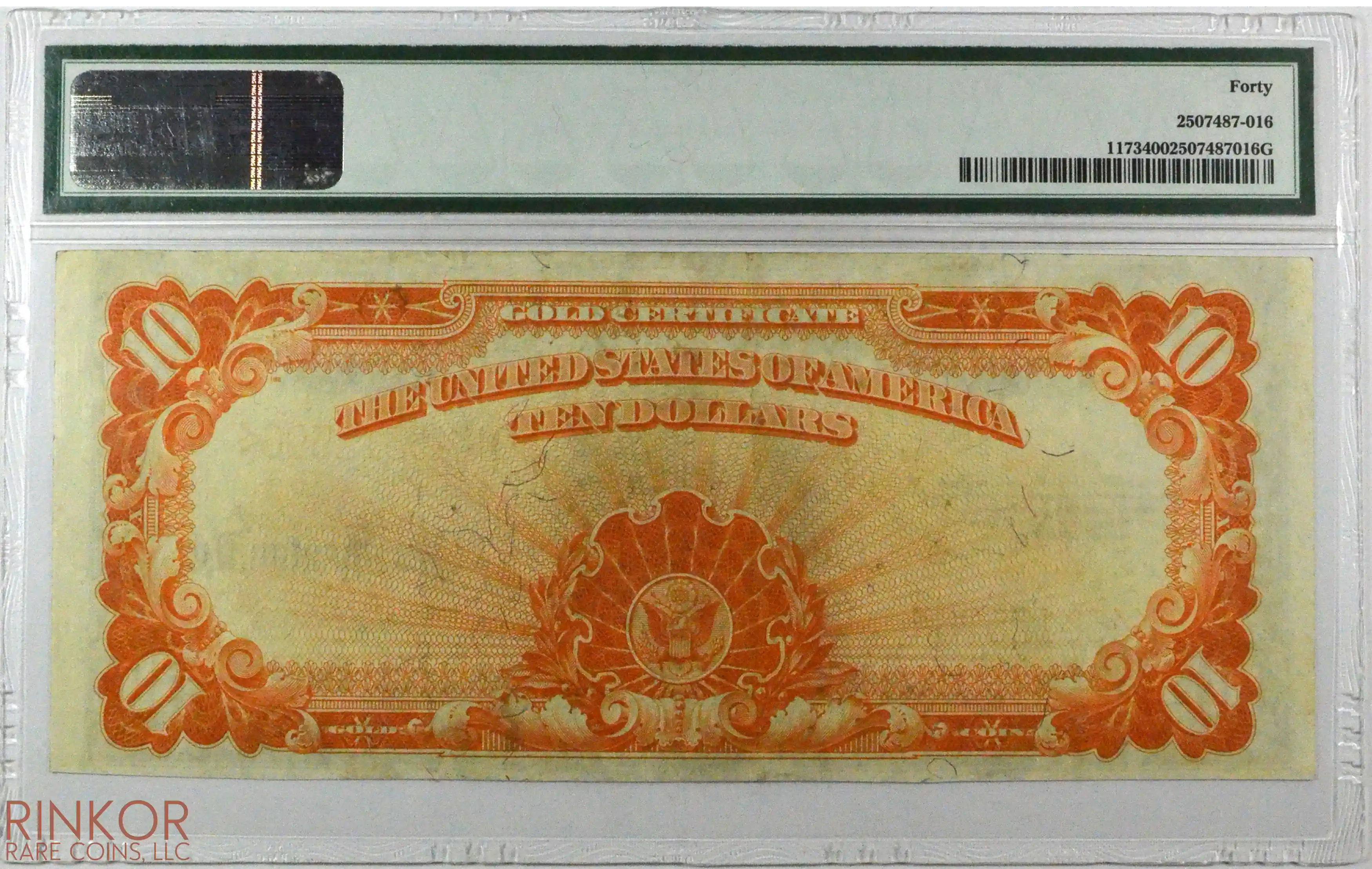 1922 $10 Fr. 1173 Gold Certificate PMG XF-40