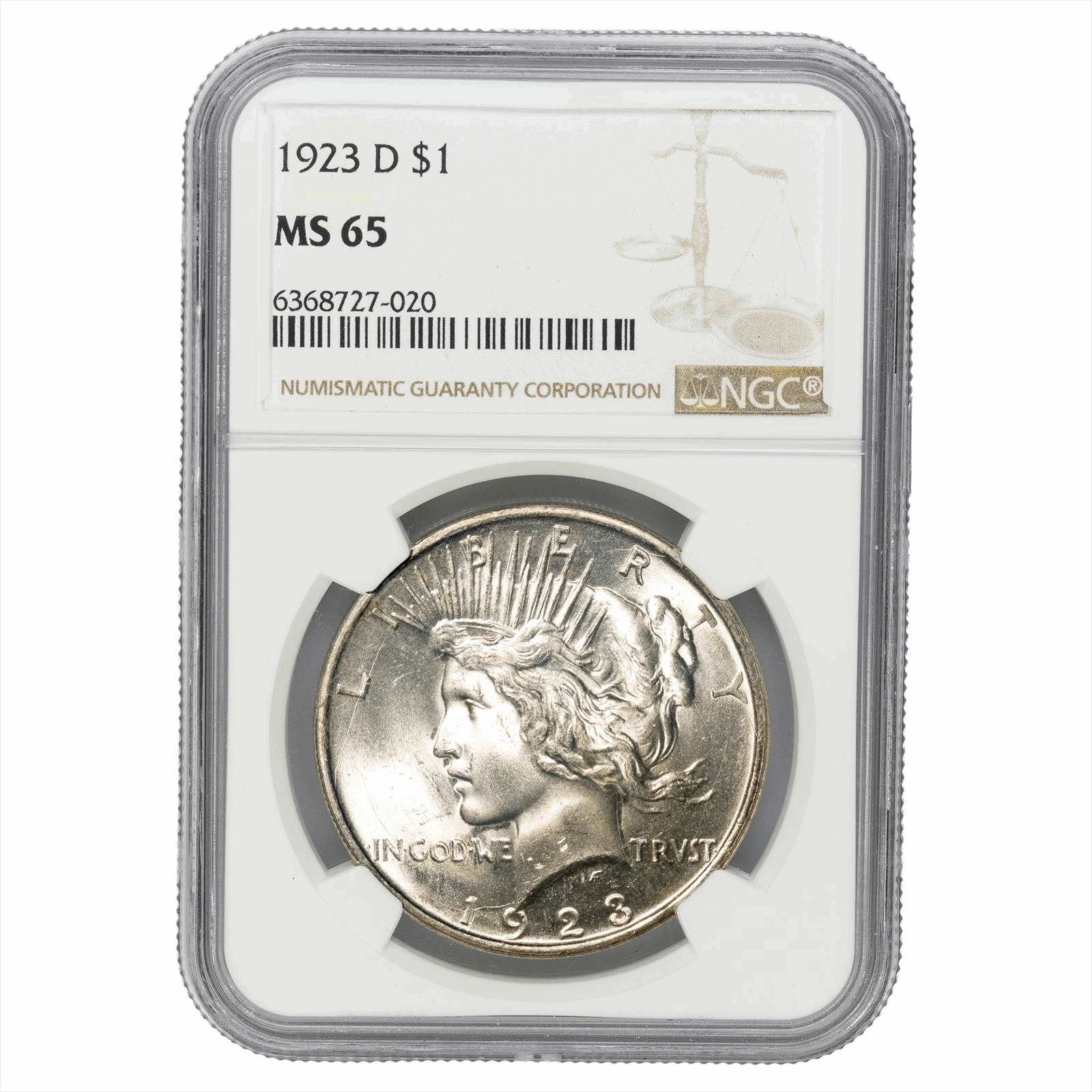 1923-D Silver Peace Dollar $1 NGC MS 65
