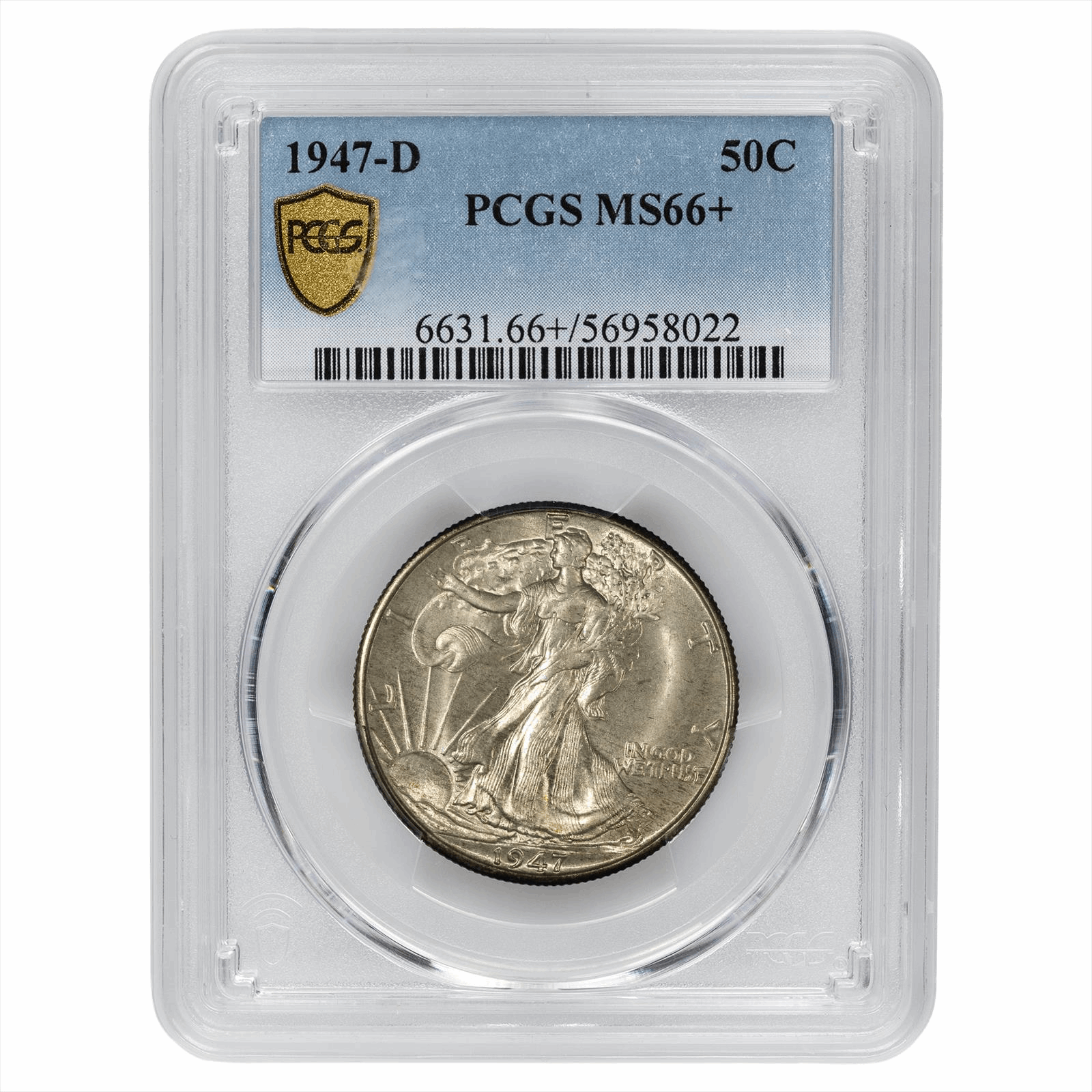 1947-D Walking Liberty Half Dollar 50C PCGS MS 66+
