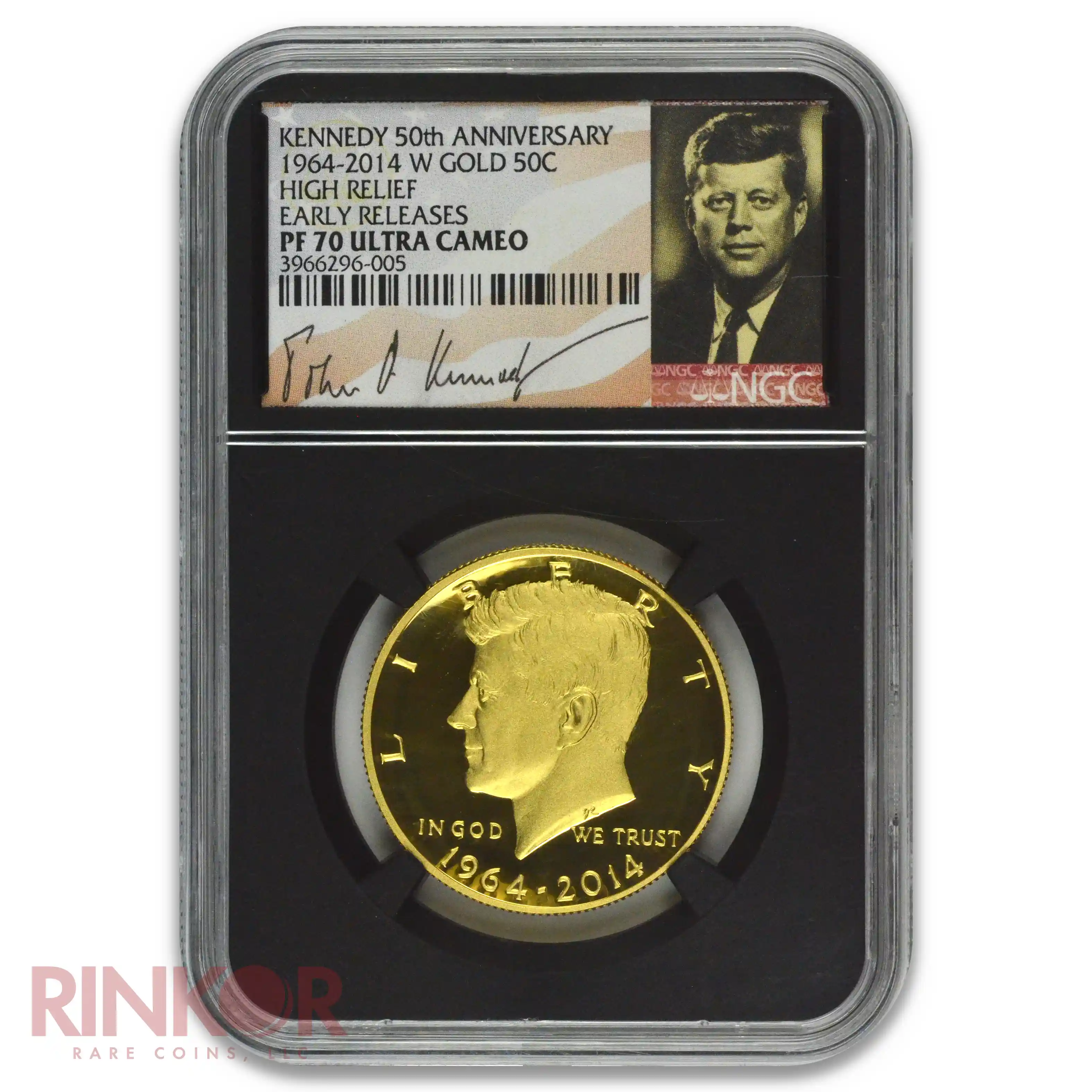2014-W 3/4oz Gold Kennedy Half Dollar 50th Anniversary Early Releases NGC PF 70