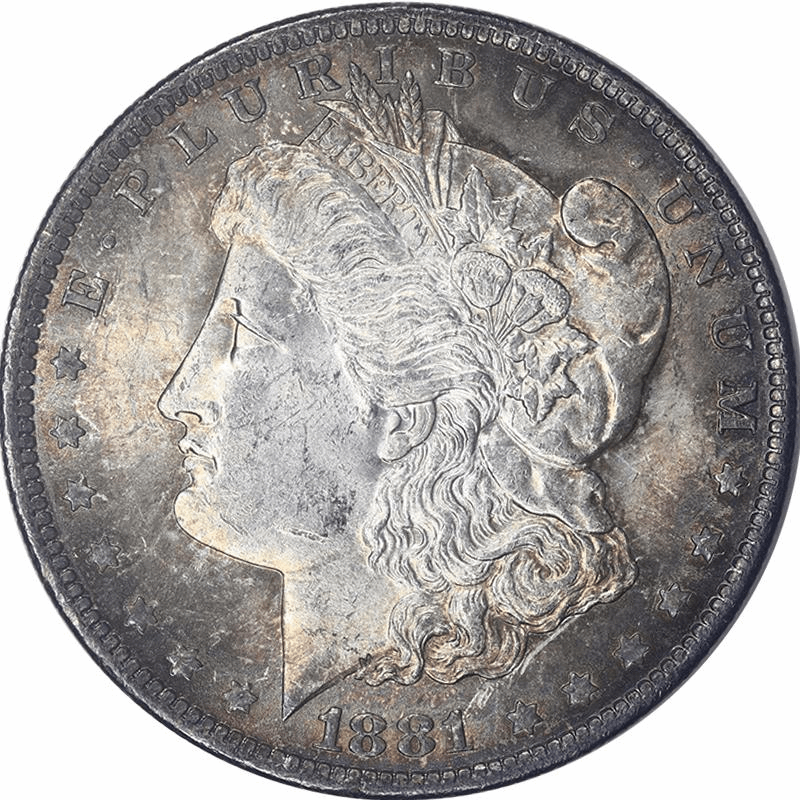 1881-O Morgan Silver Dollar $1 Raw Uncirculated Color