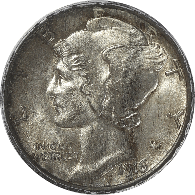 1916-S  Mercury Dime 10c, PCGS MS-64 FB CAC - Nicely Toned  