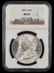 1887 O $1 NGC MS 64