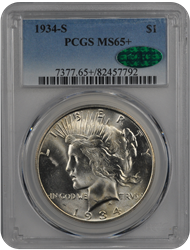 1934-S Peace PCGS CAC MS 65+