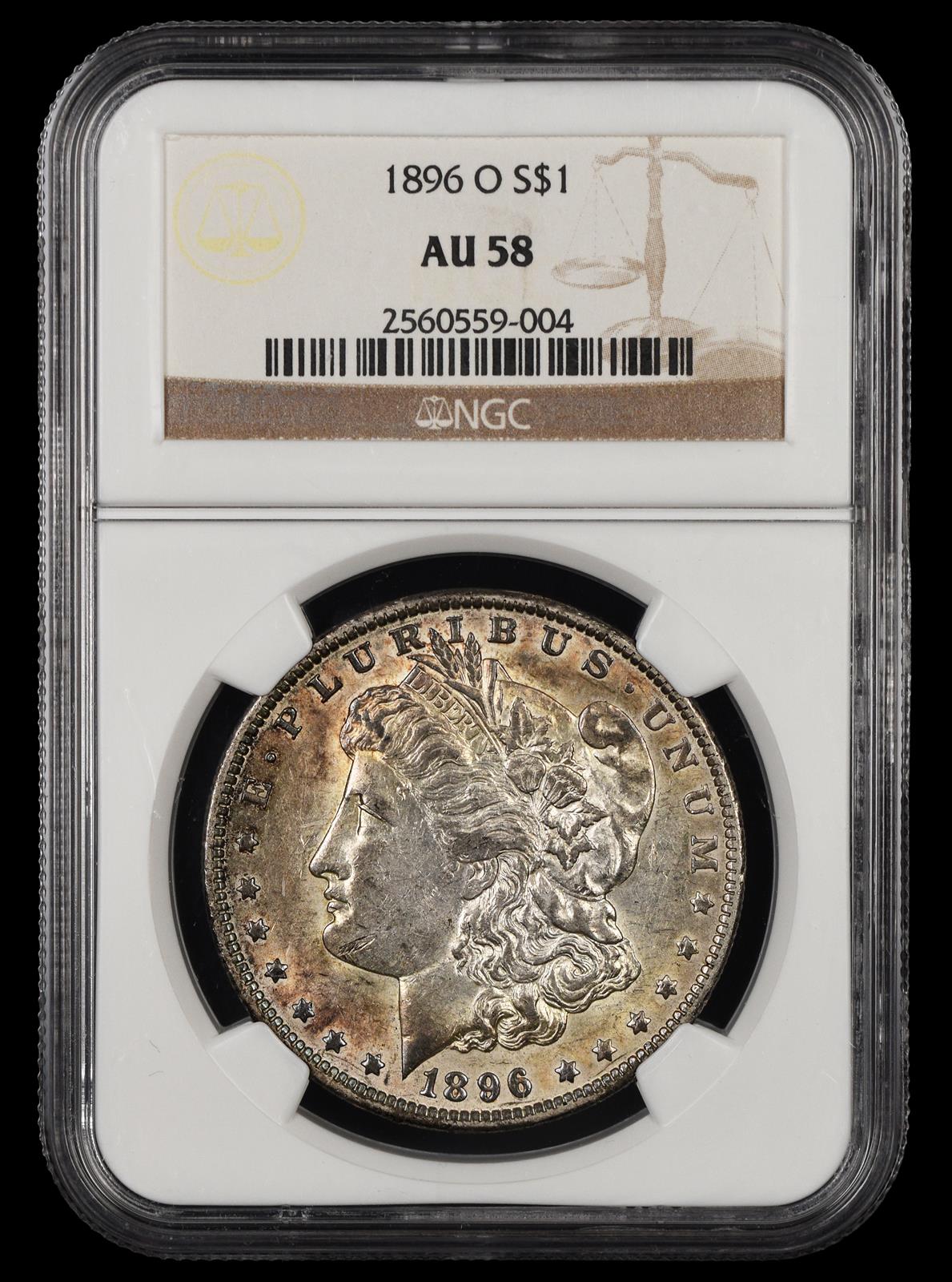1896 O $1 NGC AU-58