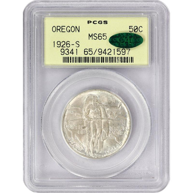 1926-S 50C Oregon Classic Commemorative PCGS MS 65  - in old green holder with a CAC sticker