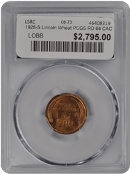 1928-S Lincoln PCGS (CAC) RD 64 