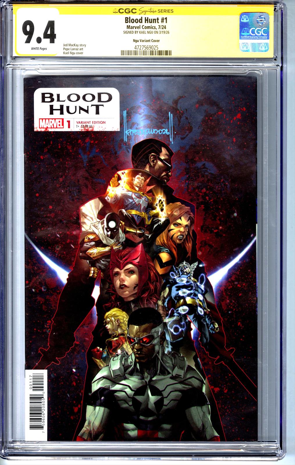 Blood Hunt #1 Marvel 7/24 Signed by Kael Ngu CGC Signature Series (Ngu Variant Cover) 9.4