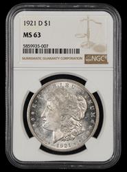1921 D $1 NGC MS63 MS63